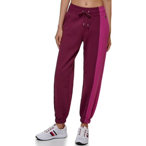 TOMMY HILFIGER SPORT Womens Athletic Sweatpants Large Pink Purple NWT - Picture 1 of 12